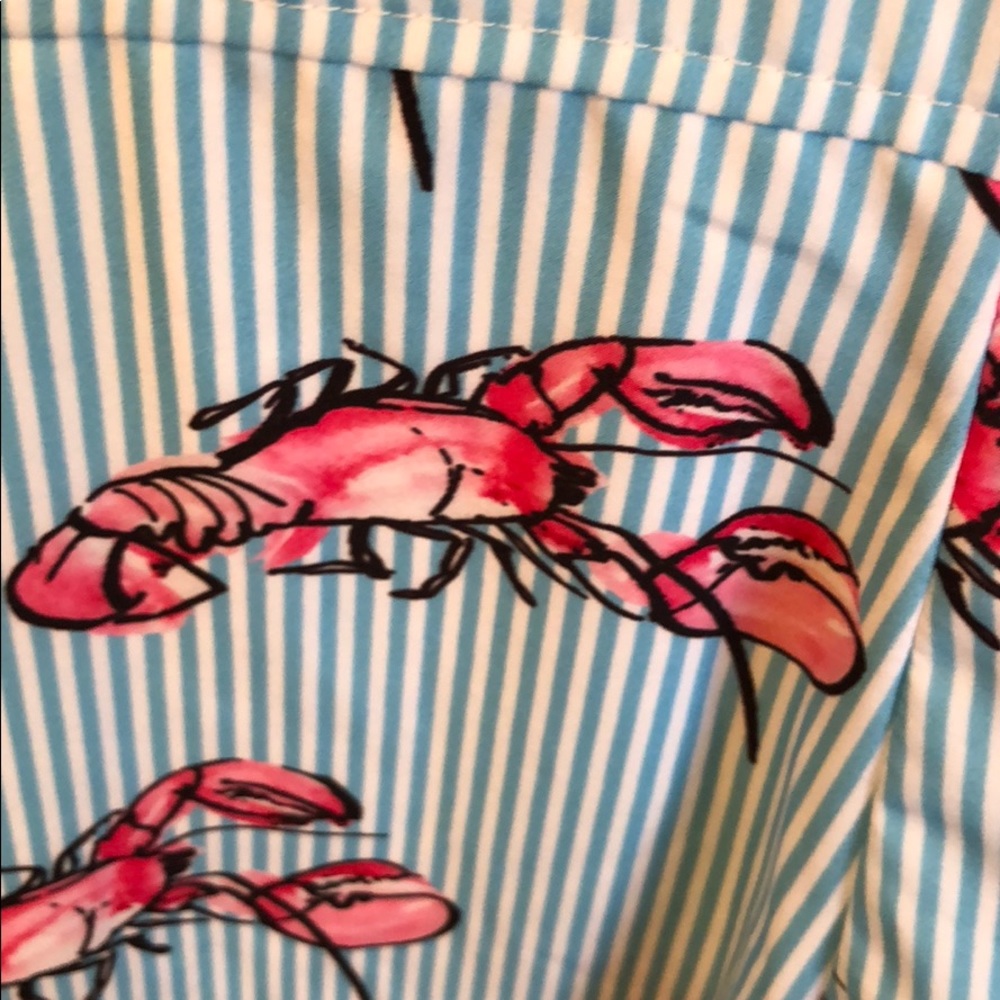 eshakti Blue Stripe Dress with Pink Lobster Print - Picture 7 of 7